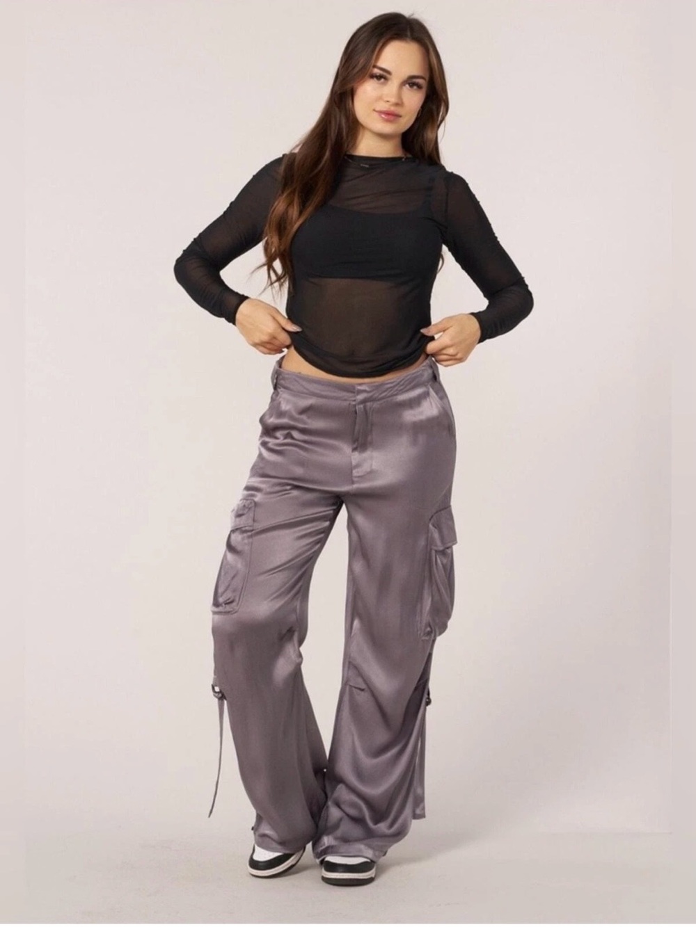 YoungLA silver cargo dress pants